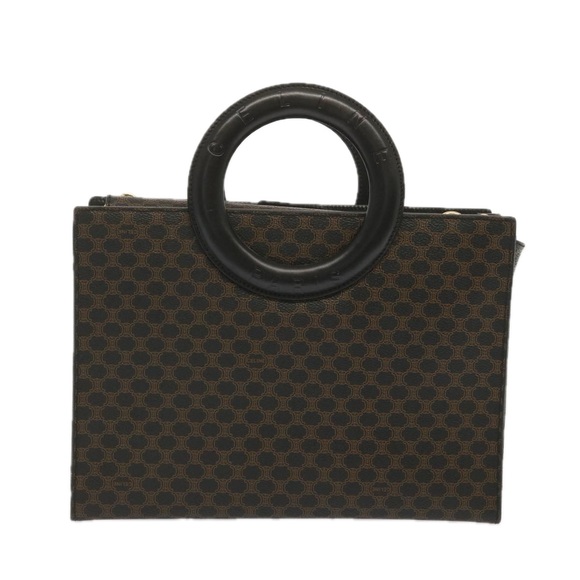 CELINE Macadam Canvas Hand Bag PVC 2way Black Auth 67776A - Picture 2 of 16